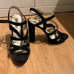 BCBG black suede heels